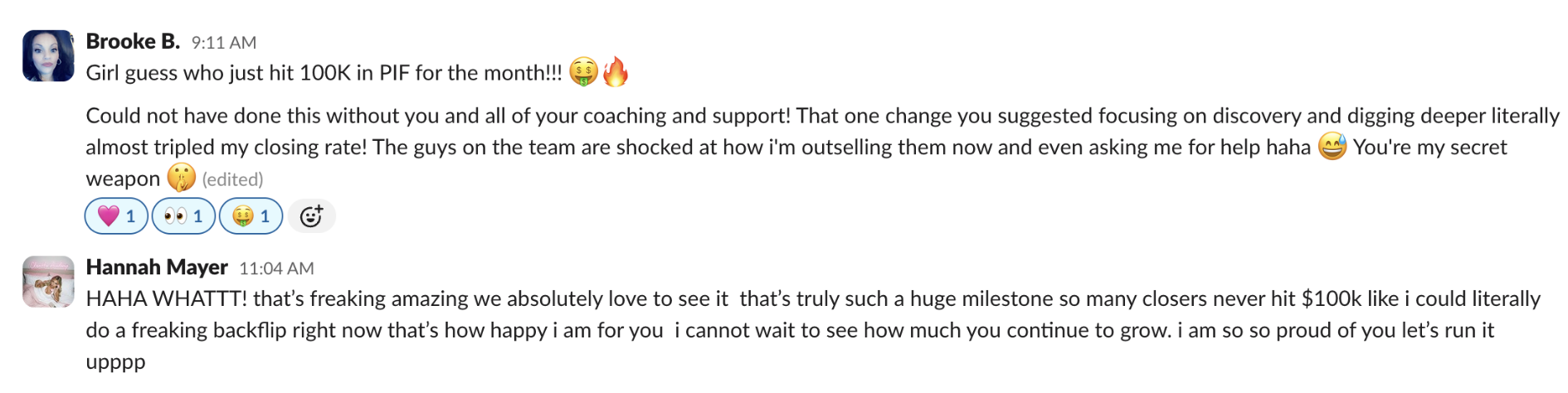 Member testimonial $100K PIF month*